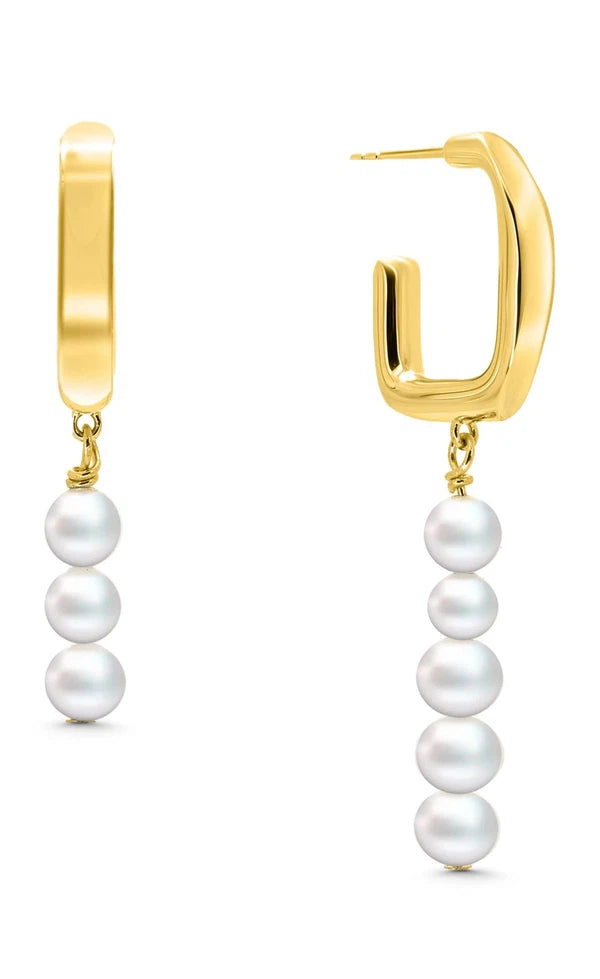 Lago Pearl Drop Earrings - Gold