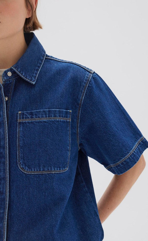 Marlow Boxy Denim Shirt - Heritage Blue