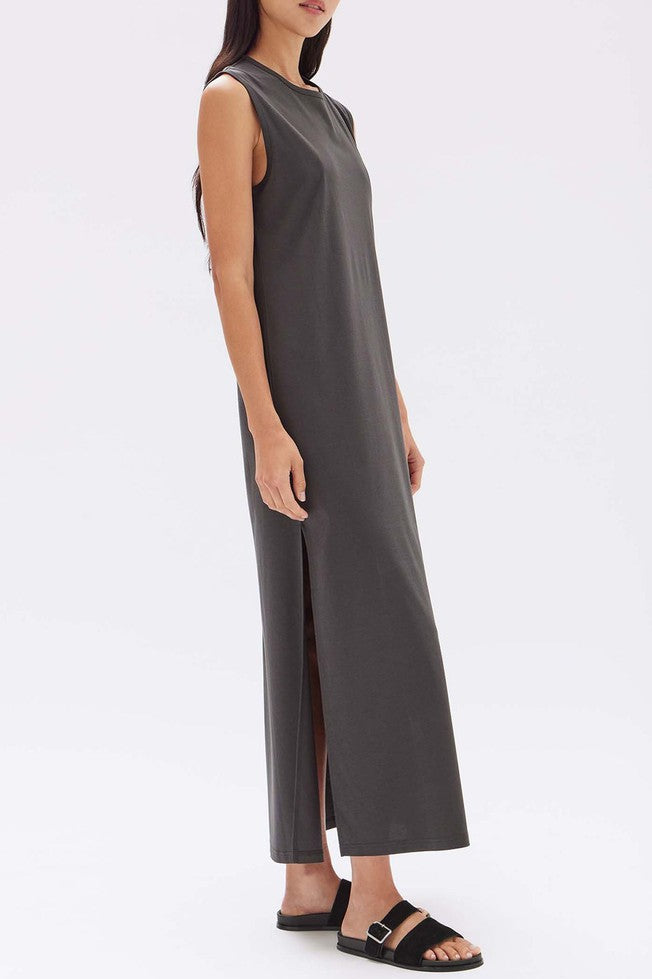 Madison Silk Blend Tank Dress - Washed Black