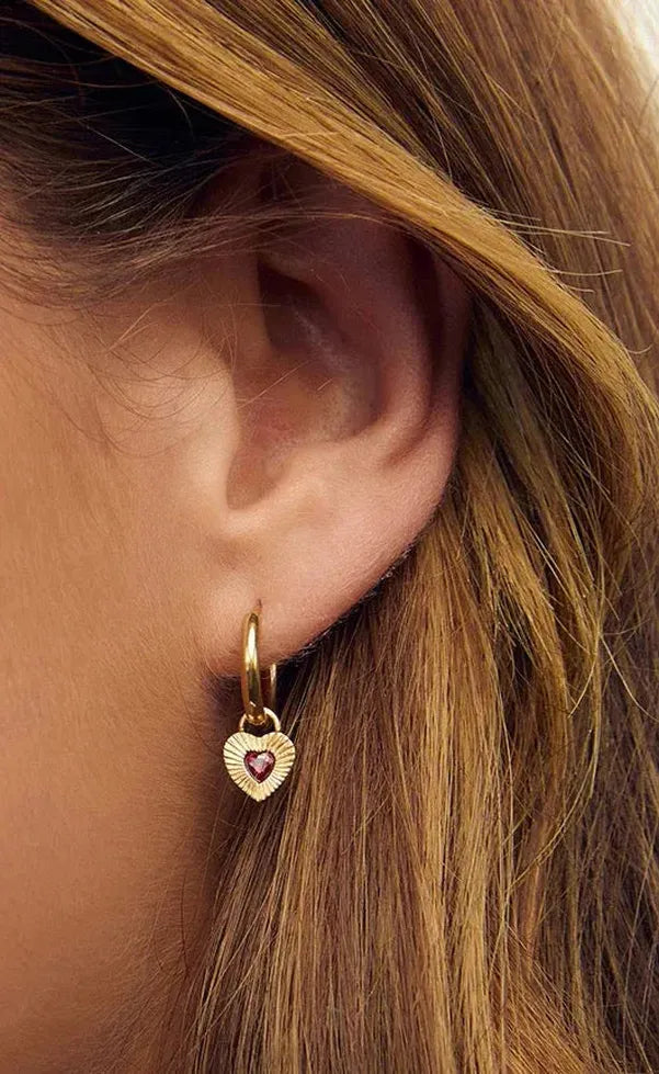Ruby Heart Earring