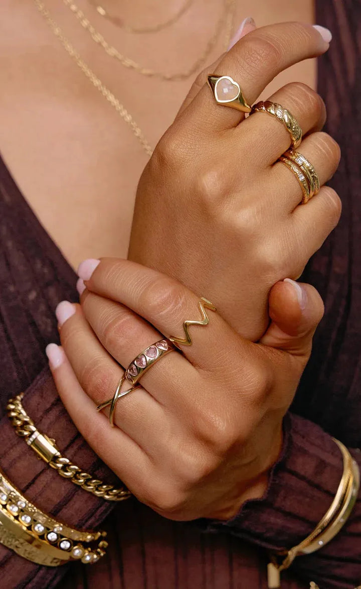 Romance Gold Ring - Rose Quartz