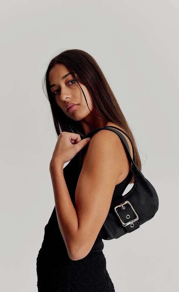 Everyday Mini Baguette Bag - Black Corn Leather