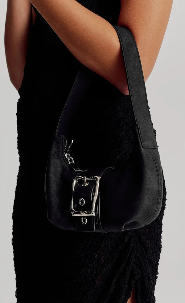 Everyday Mini Baguette Bag - Black Corn Leather