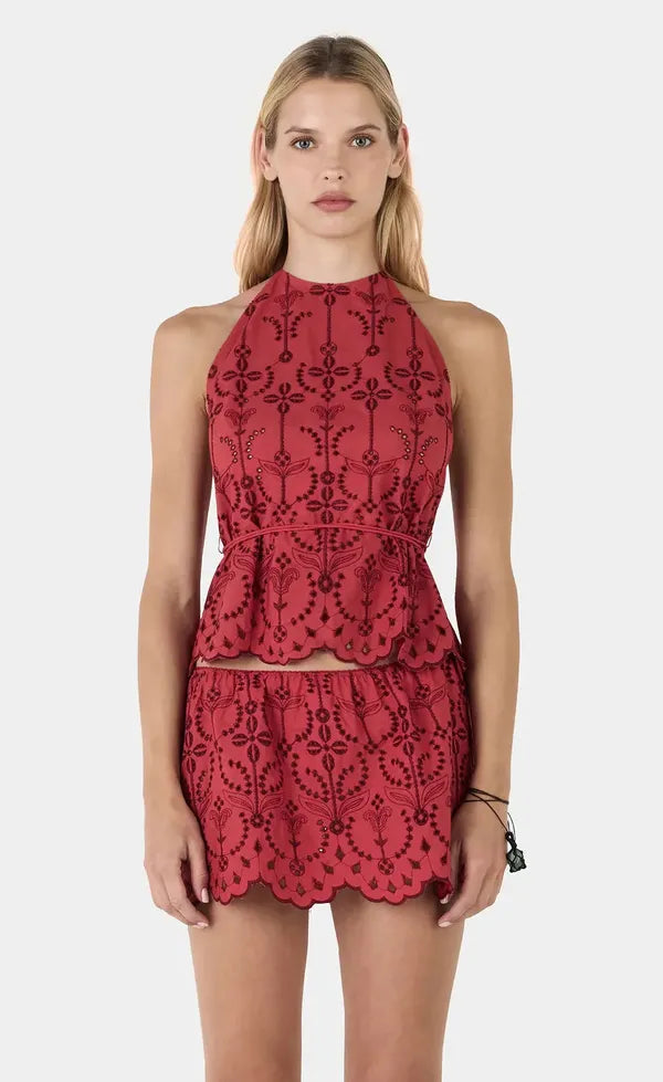 Darie Mini Skirt Cherry Anglaise