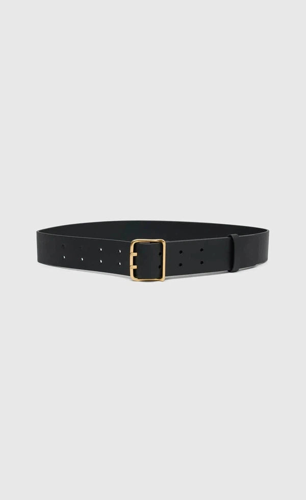 Kai Leather Belt - Black with Gold