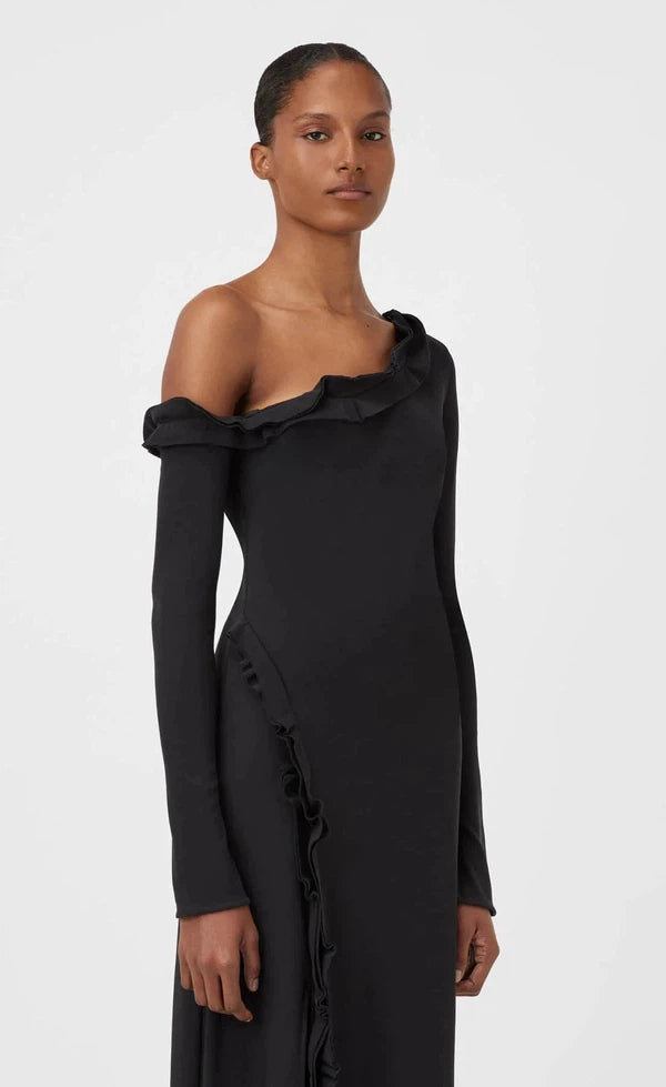Litha One Shoulder Dress - Black