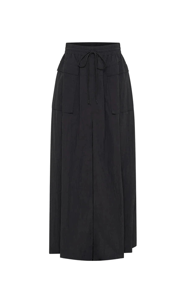 Zillion Maxi Nylon Skirt - Black