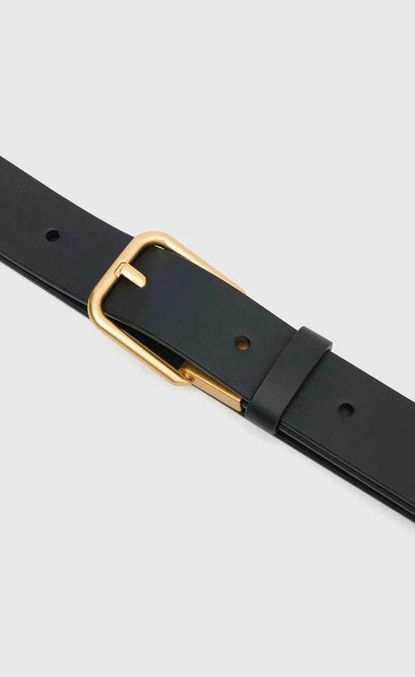 Etillie Leather Belt - Black & Gold