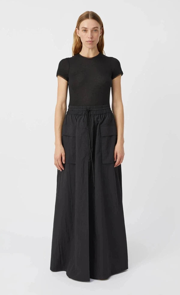 Zillion Maxi Nylon Skirt - Black