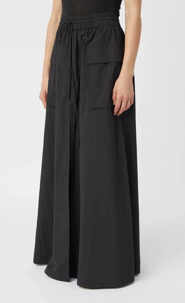 Zillion Maxi Nylon Skirt - Black