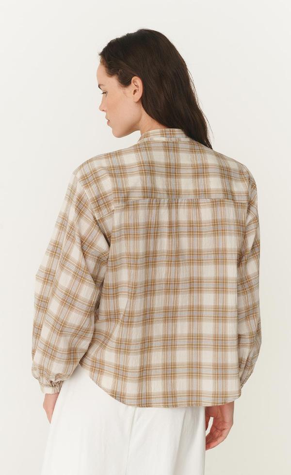 Cora long Sleeve Blouse - Fawn Plaid