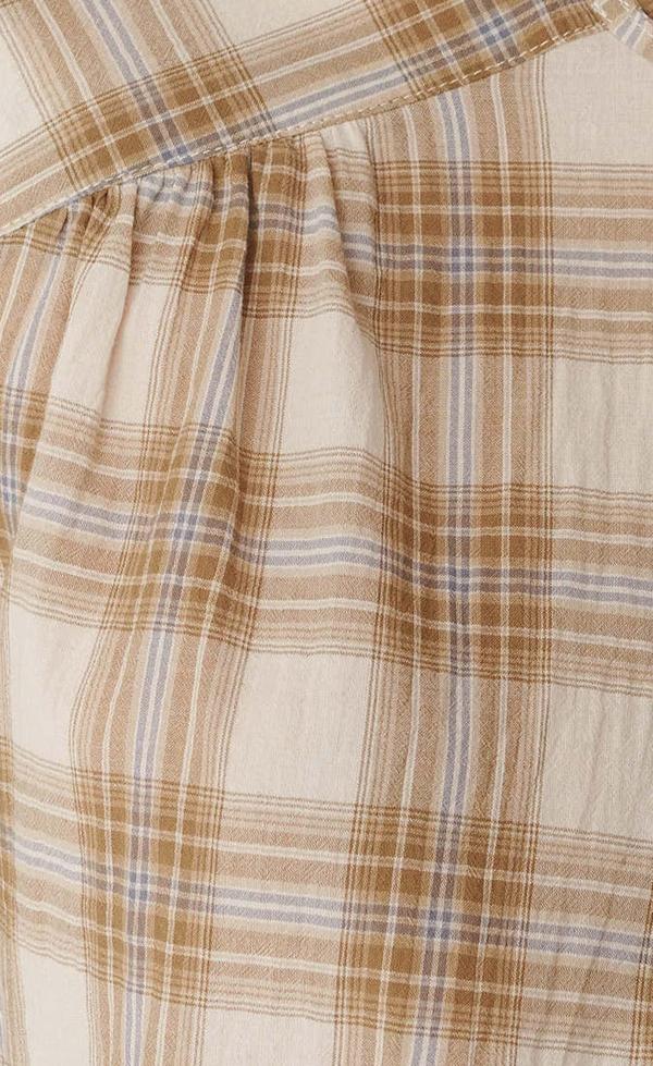 Cora long Sleeve Blouse - Fawn Plaid