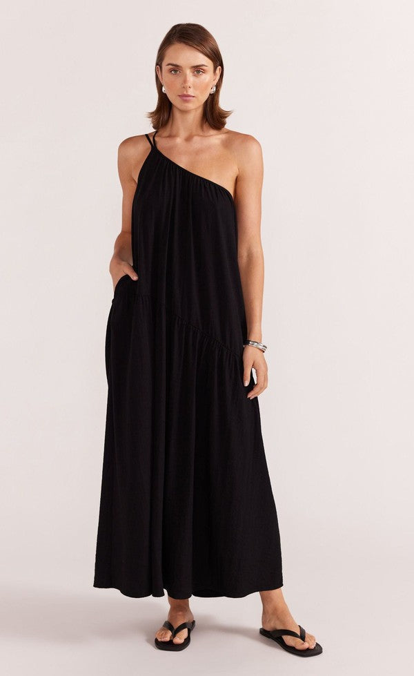 EVA ONE SHOULDER MAXI DRESS - BLACK