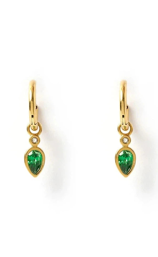 Daisy Gold Earrings - Emerald