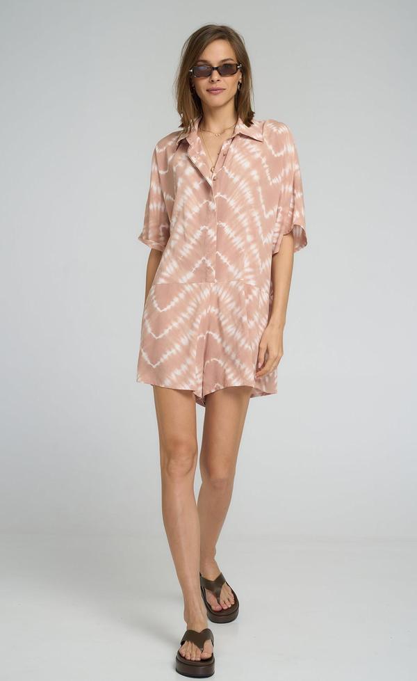 Del Rio Playsuit - Tie Dye Guava