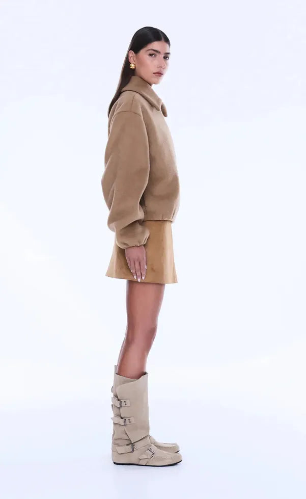 Maeve Wool Blend Bomber - Sand