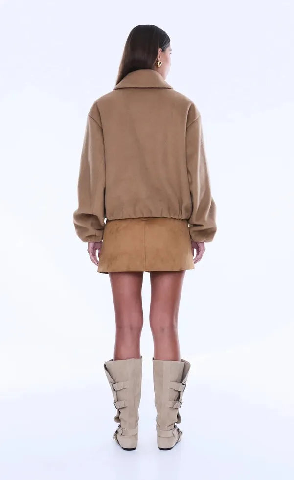 Maeve Wool Blend Bomber - Sand