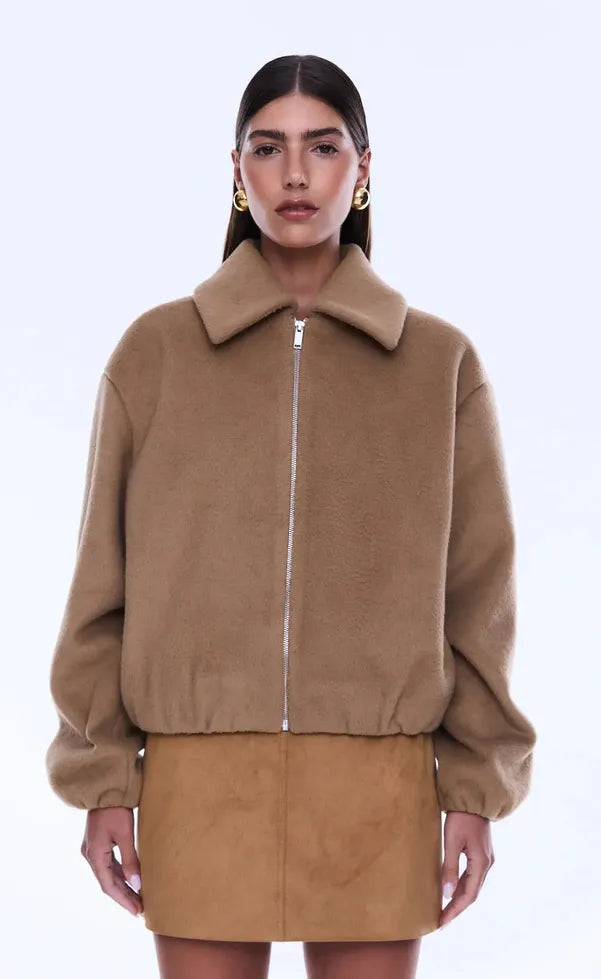 Maeve Wool Blend Bomber - Sand