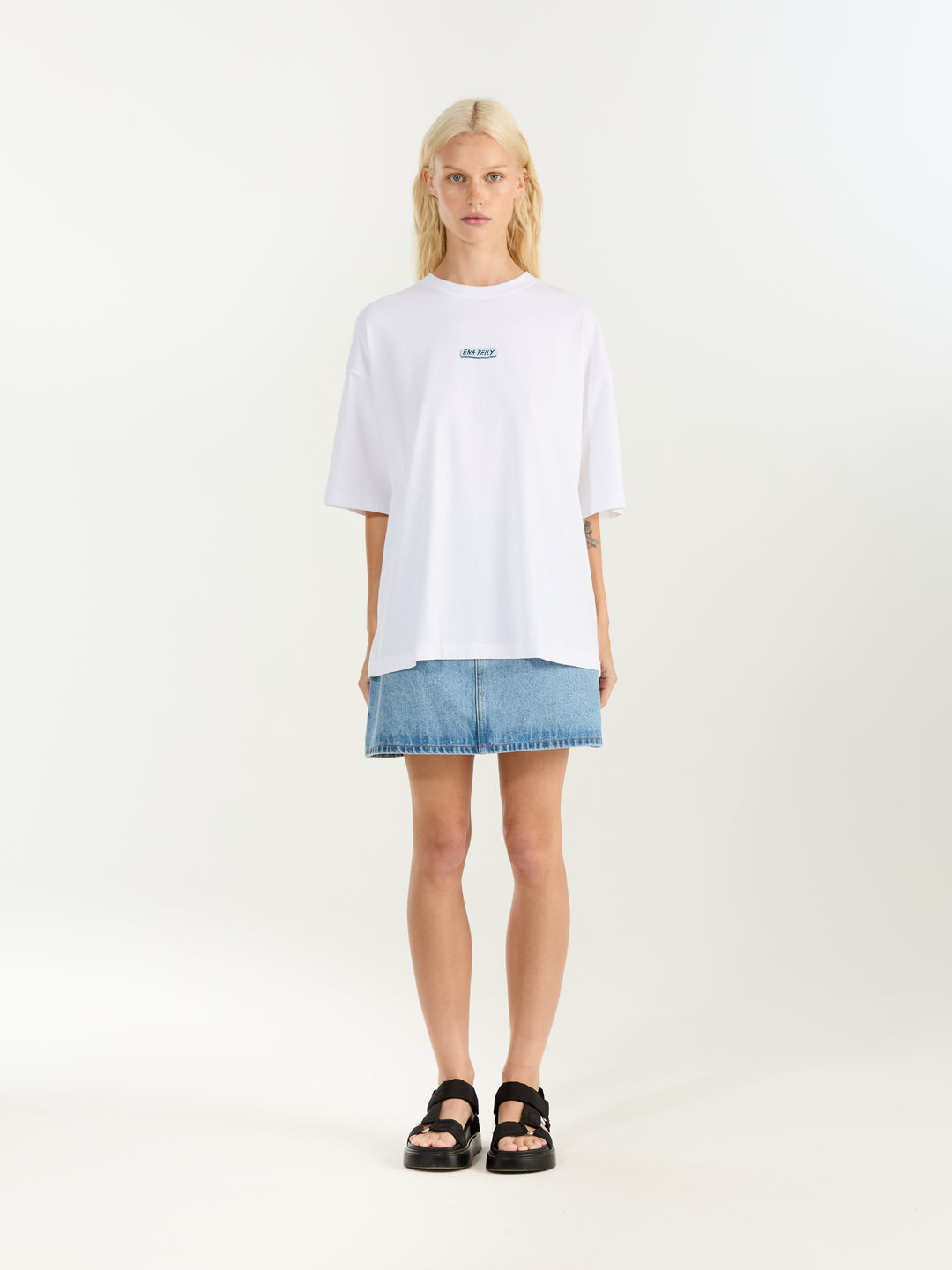 Blue Rose Tee - White