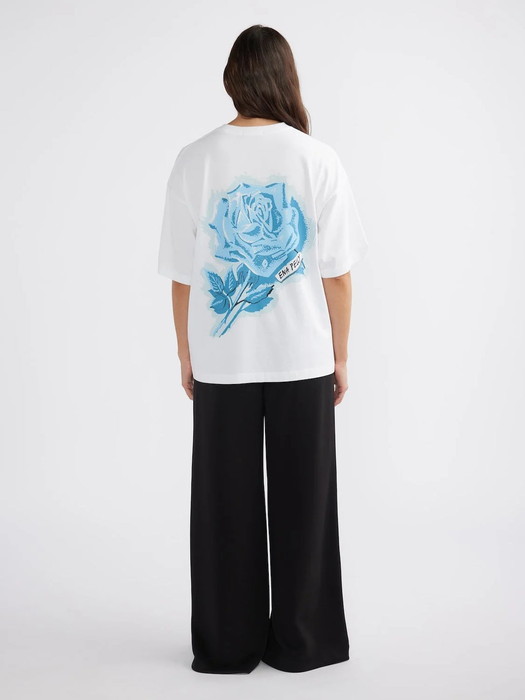 Blue Rose Tee - White