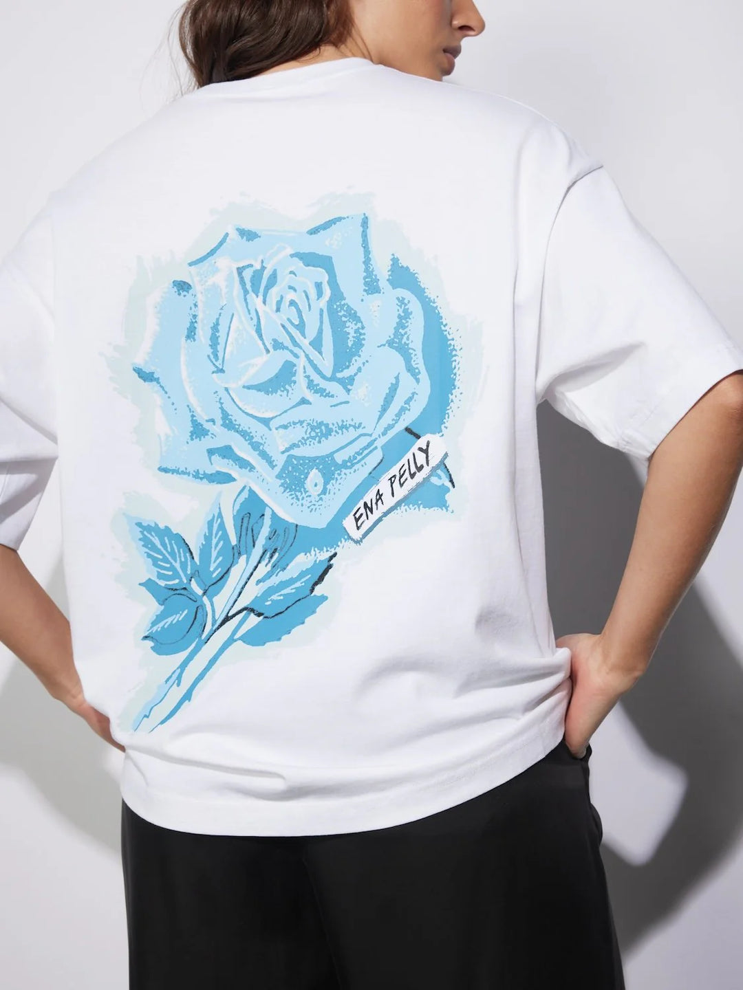 Blue Rose Tee - White