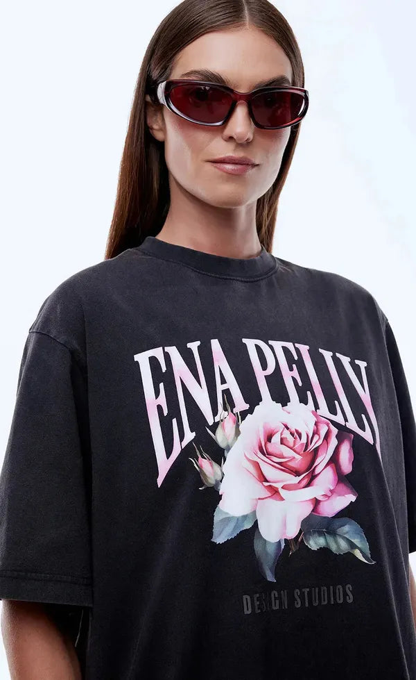 Rose Tee - Vintage Black