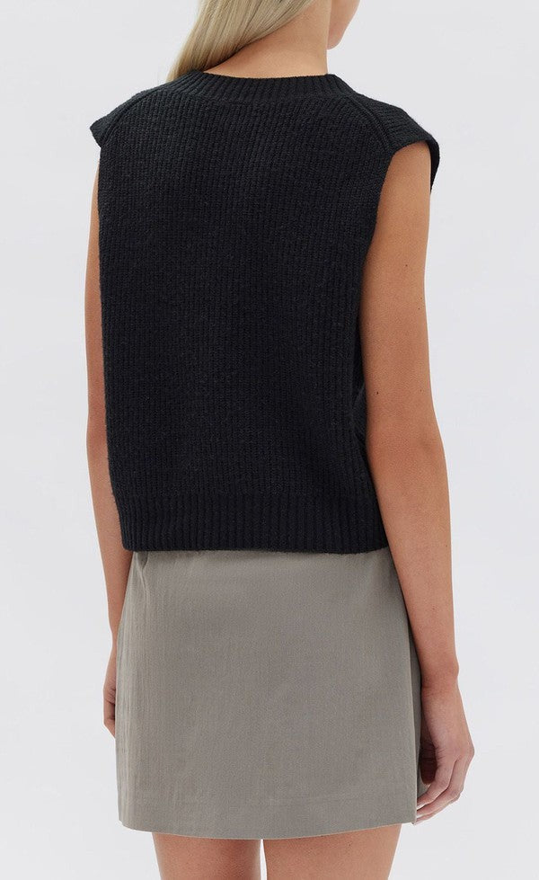Nova Wool Knit Vest - Black