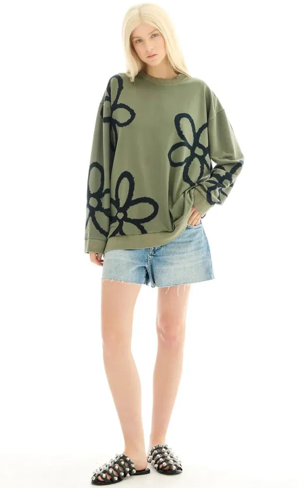 Hand Sprayed Flower - Bamboo Sweater