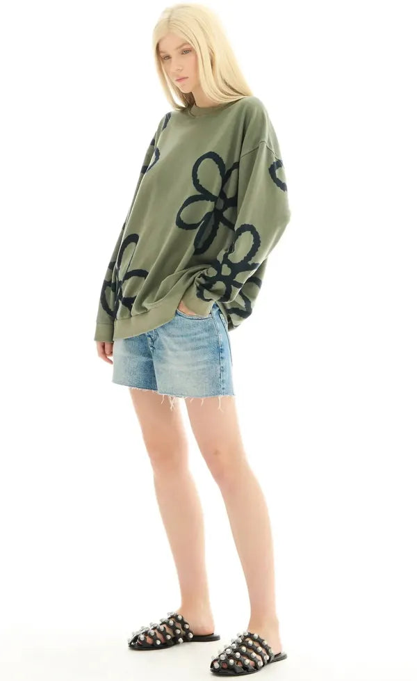 Hand Sprayed Flower - Bamboo Sweater
