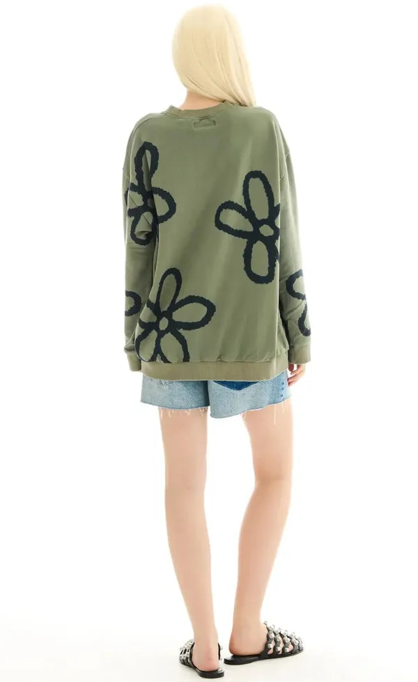 Hand Sprayed Flower - Bamboo Sweater