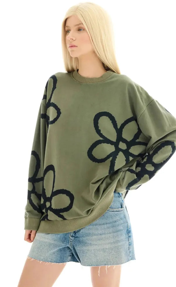 Hand Sprayed Flower - Bamboo Sweater