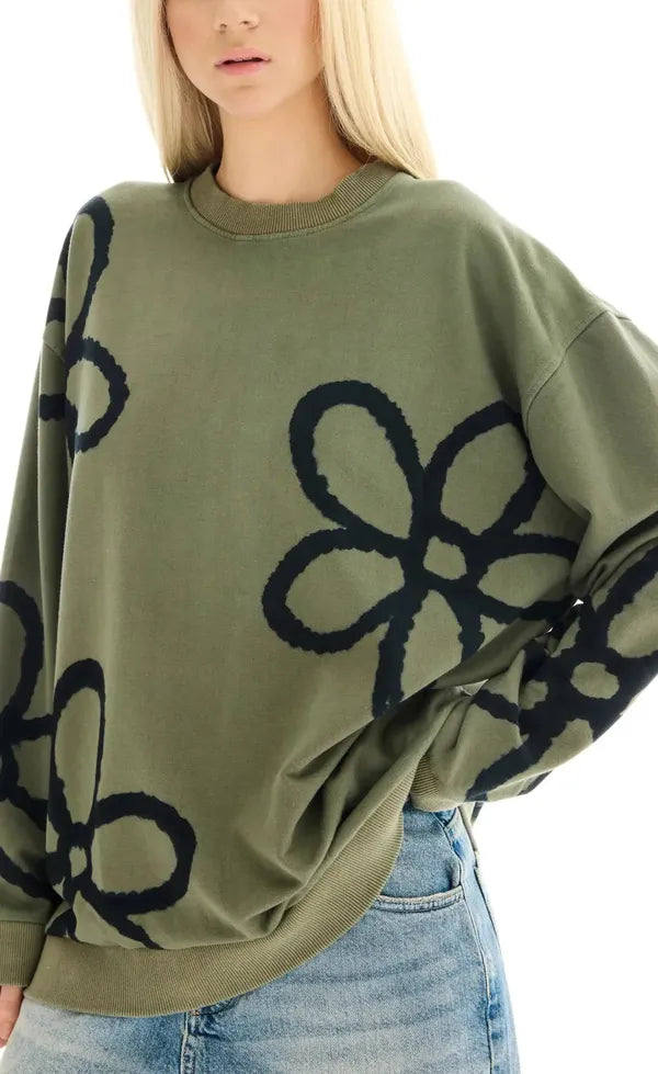 Hand Sprayed Flower - Bamboo Sweater