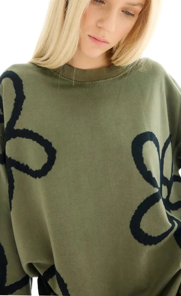 Hand Sprayed Flower - Bamboo Sweater