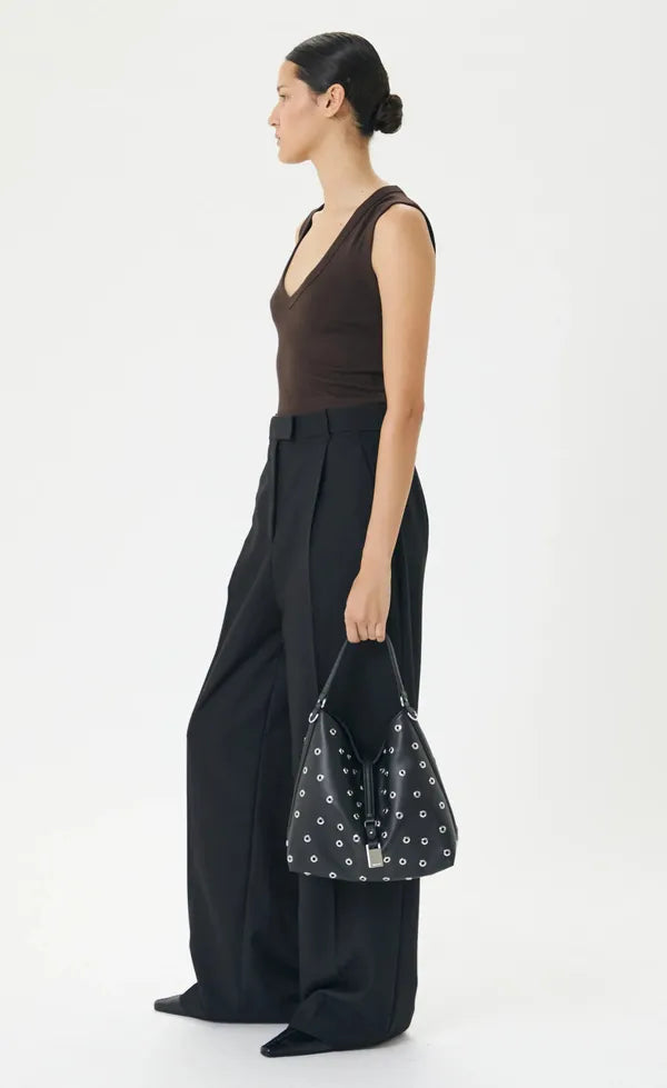 Josie Eyelet Bucket Bag - Black