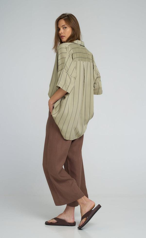 Georgie Shirt Pastel Sage Stripe