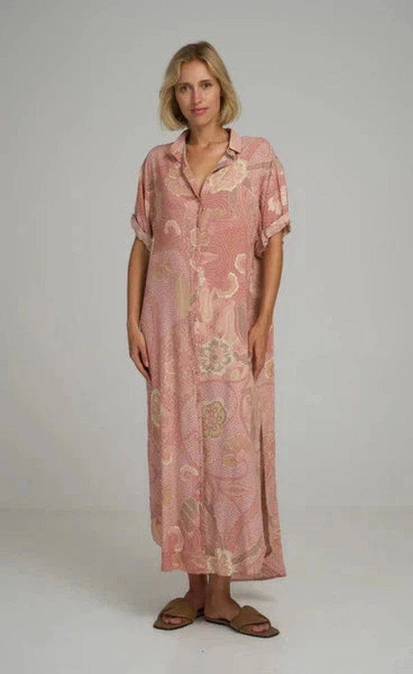 Hutton Shirt Dress - Batik Rose