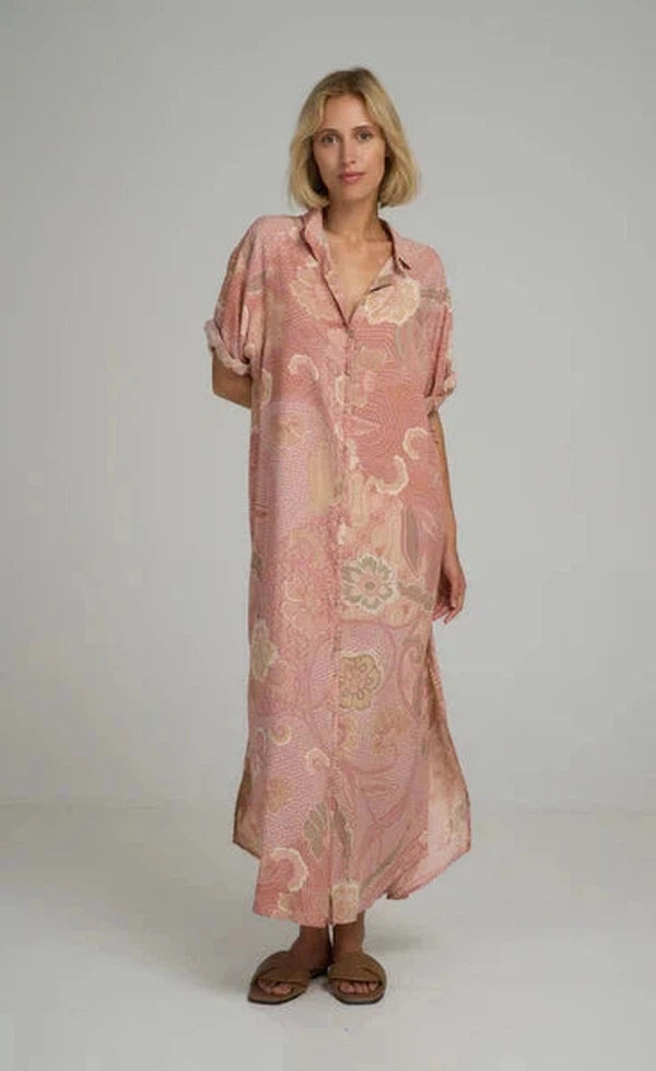 Hutton Shirt Dress - Batik Rose