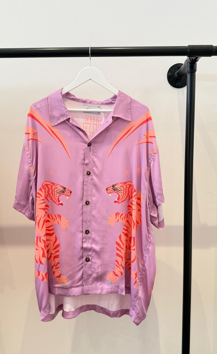 Osaka Silk Tiger Shirt Dress