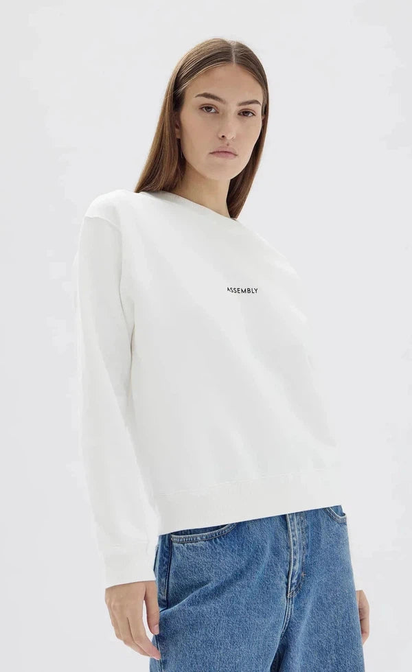 Womens Flocked Logo Fleece - Antique White/Black