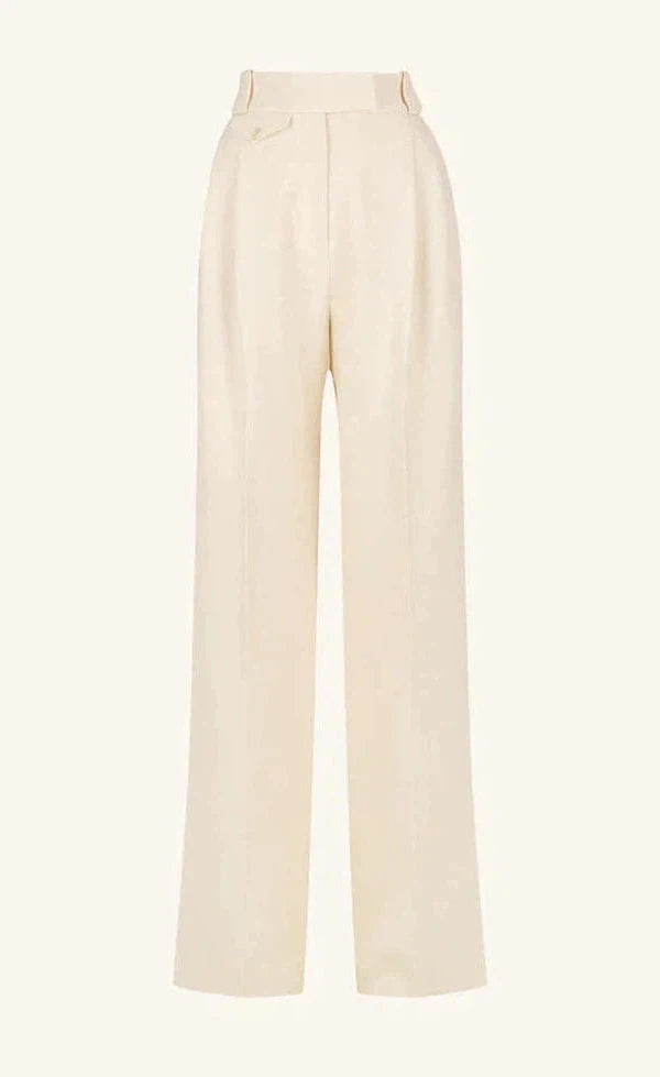 Irena High Waisted Tailored Pant - Rice