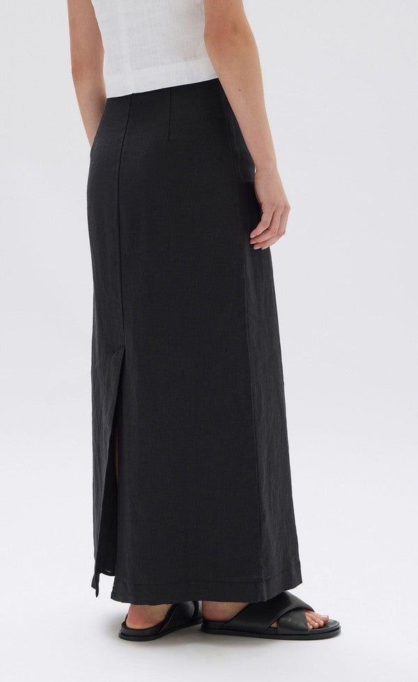 Solis Linen Maxi Skirt - Black