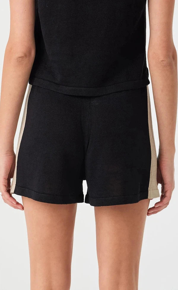 Larri Linen Knit Short - Black & Taupe