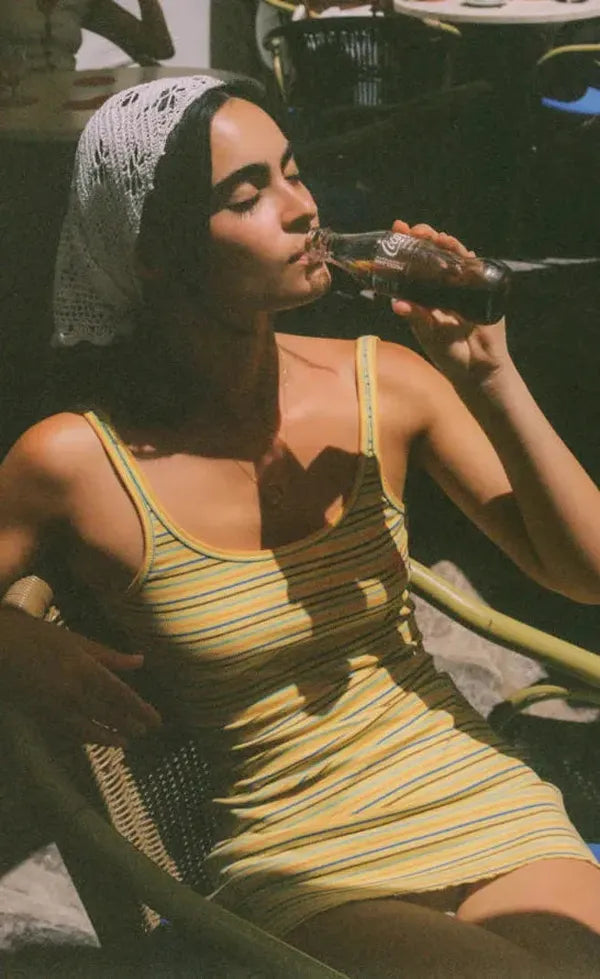 Lemon Striper Mini Dress