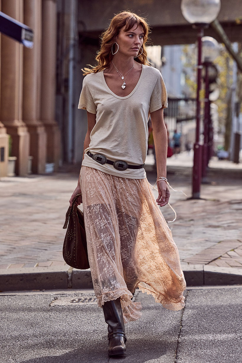 Labyinth Lace Maxi - Peach Bliss