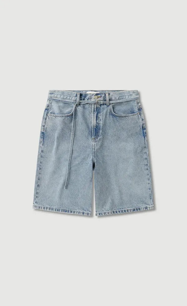 Loose Fit Long Denim Short - Mid wash