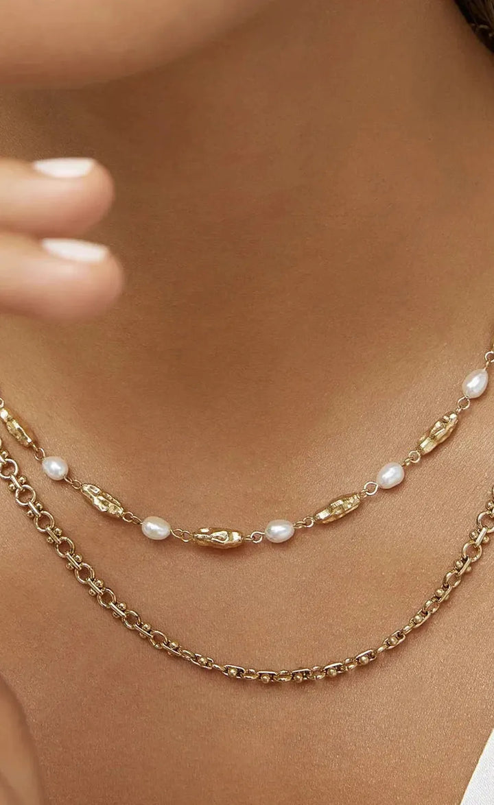 Mimi Pearl and Gold Necklace