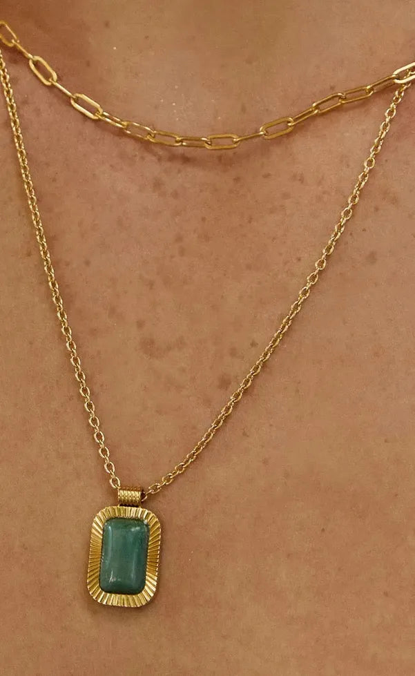 Teo Gold Necklace - Jade