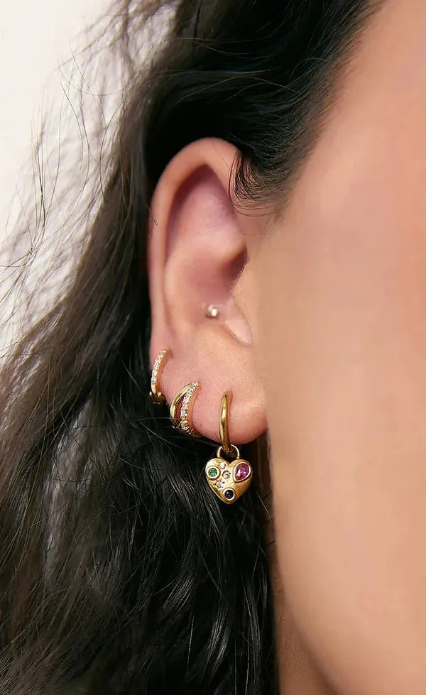 Bisou Heart Earring - Gold
