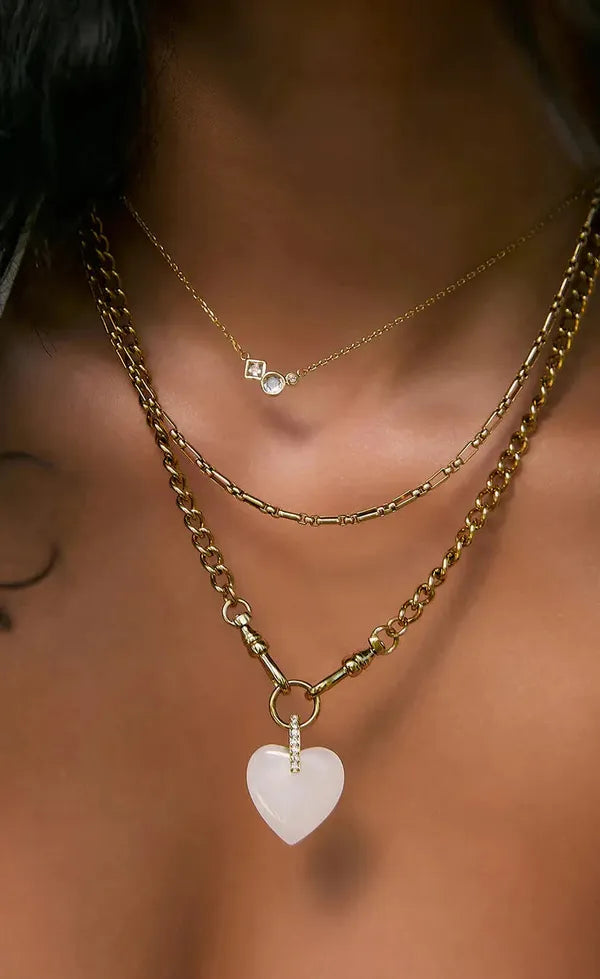 Violet Heart Necklace - White Agate