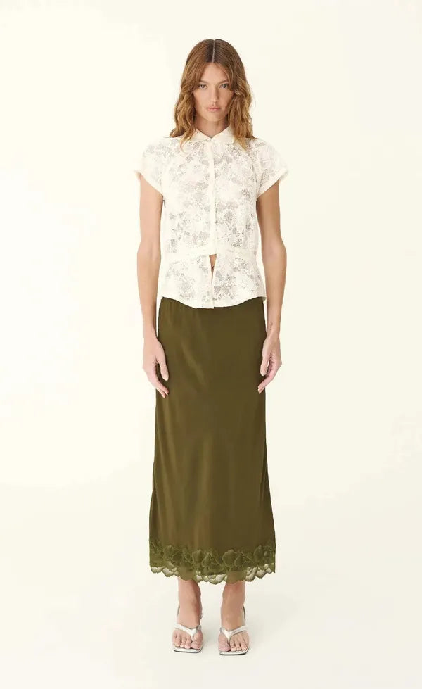Marina Silk Midi - Olive
